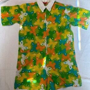 Vintage Size Small Play Suit Romper Psychedelic Butterfly pattern